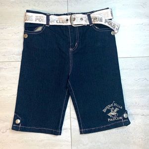 Girls Beverly Hills Polo Jean shorts with belt